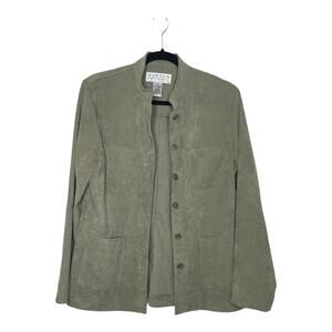 Vintage Norton Studio Green Suede Ribbed Blazer Cardigan, Size 8 Y2K Jacket